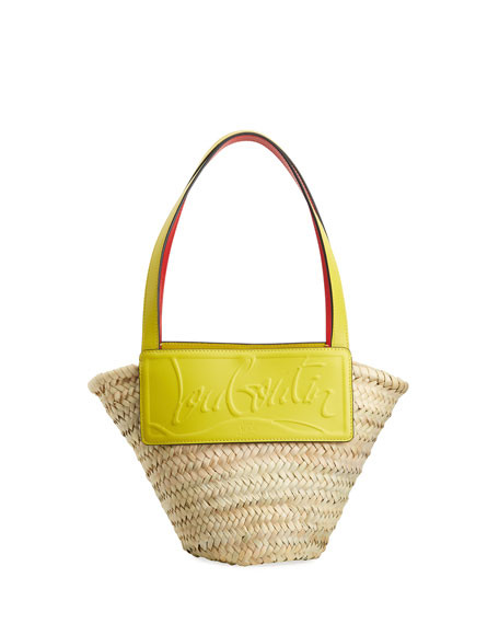 Christian Louboutin Loubi Shore Small Woven Straw Beach Tote Bag | Neiman Marcus
