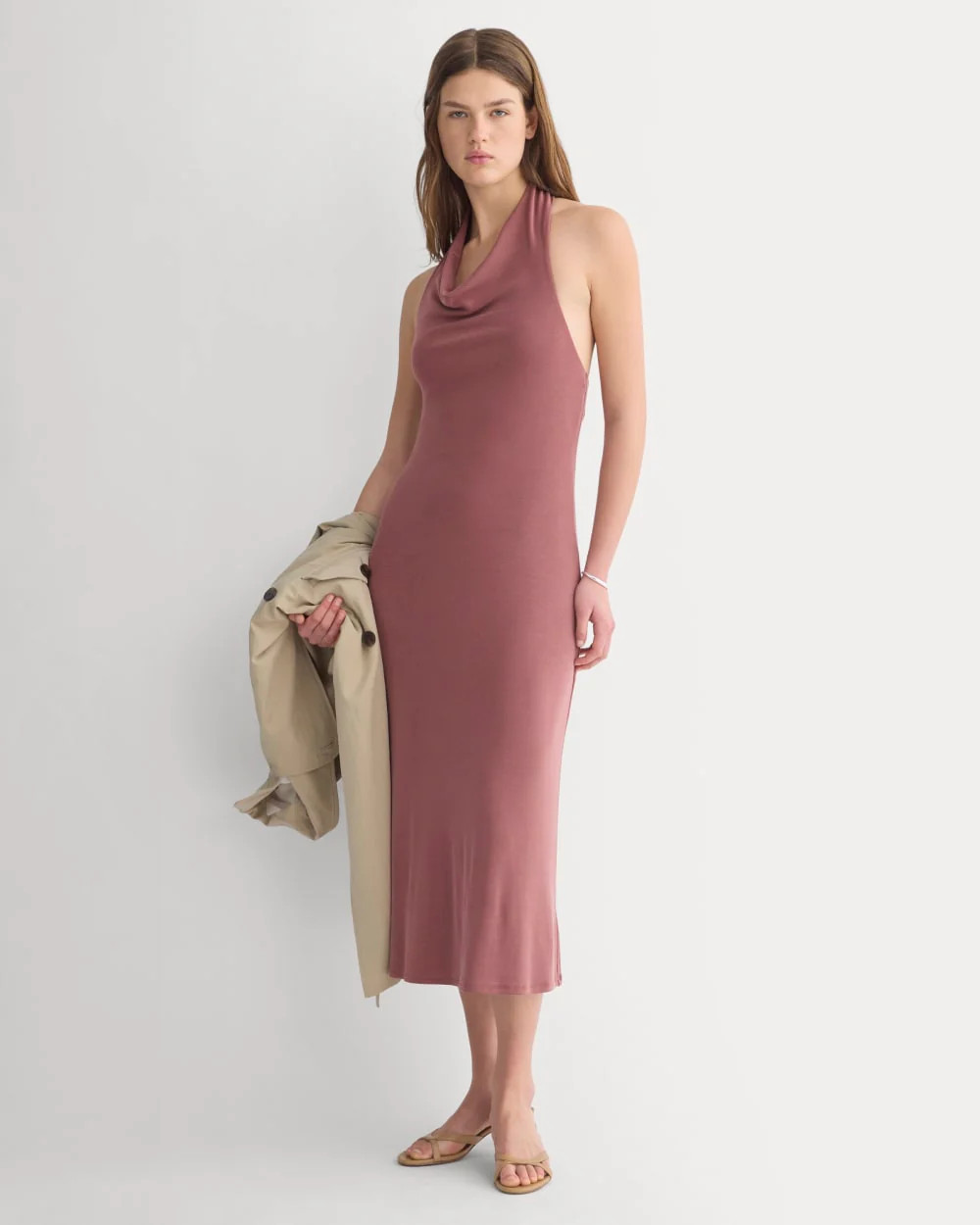 Cowlneck Halter Dress in Butterknit | Washed Henna | Everlane