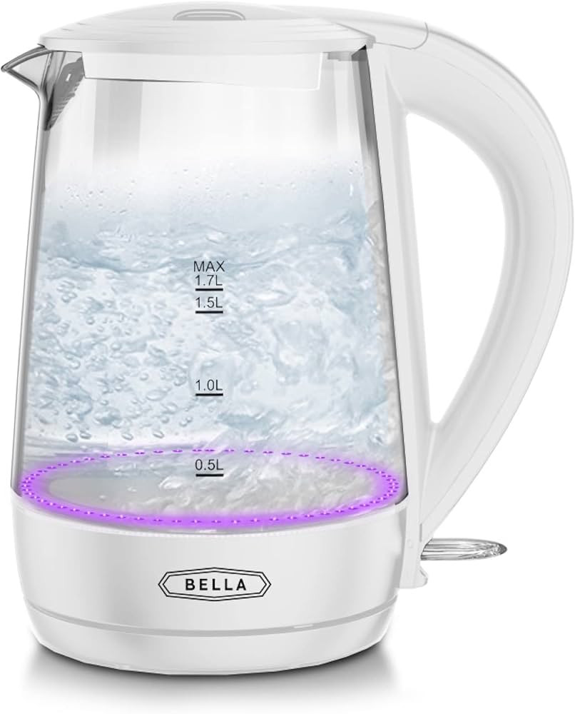 BELLA 1.7 Liter Glass Electric Kettle, Quickly Boil 7 Cups of Water in 6-7 Minutes, Soft Purple L... | Amazon (US)