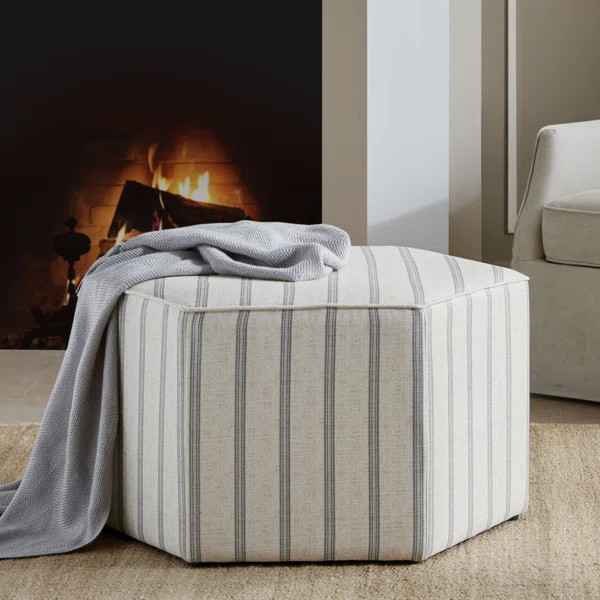 Martha Stewart Ellen Striped Farmhouse Cocktail Ottoman | Wayfair Professional