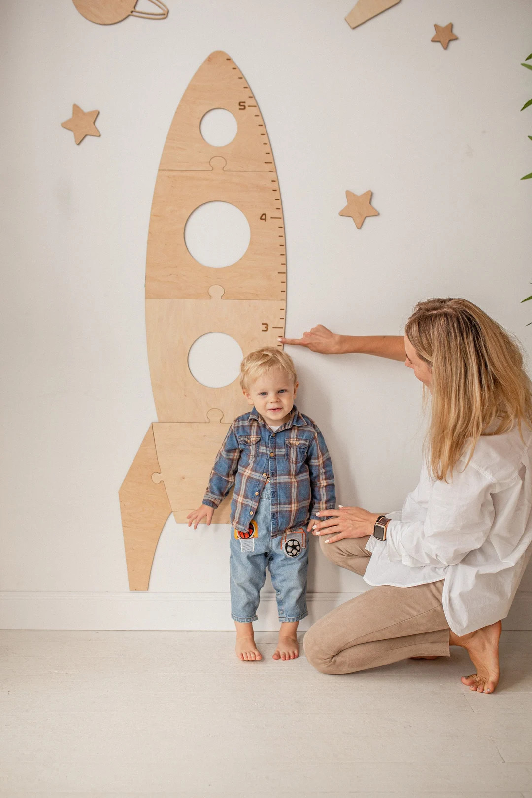 Kids Wooden Growth Height Chart Ruler Space Theme Nursery - Etsy | Etsy (US)