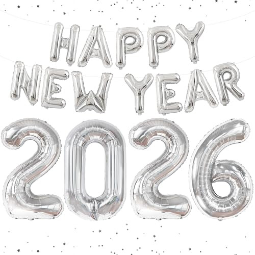 KatchOn, XtraLarge Silver 2026 Balloons, 40 Inch - Happy New Year Balloons Silver, 16 Inch | Happ... | Amazon (US)