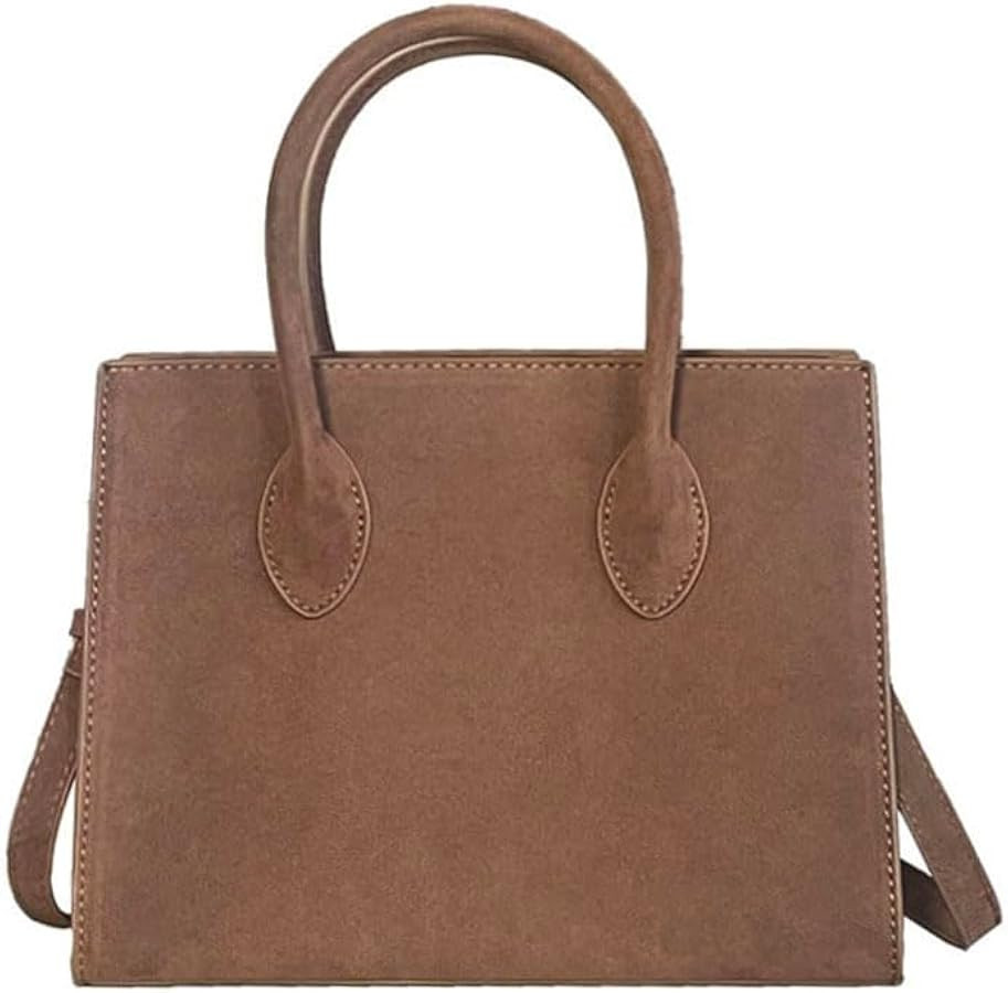 Brown Suede Handbag Top Handle Purses for Women Work Tote Bags | Amazon (US)