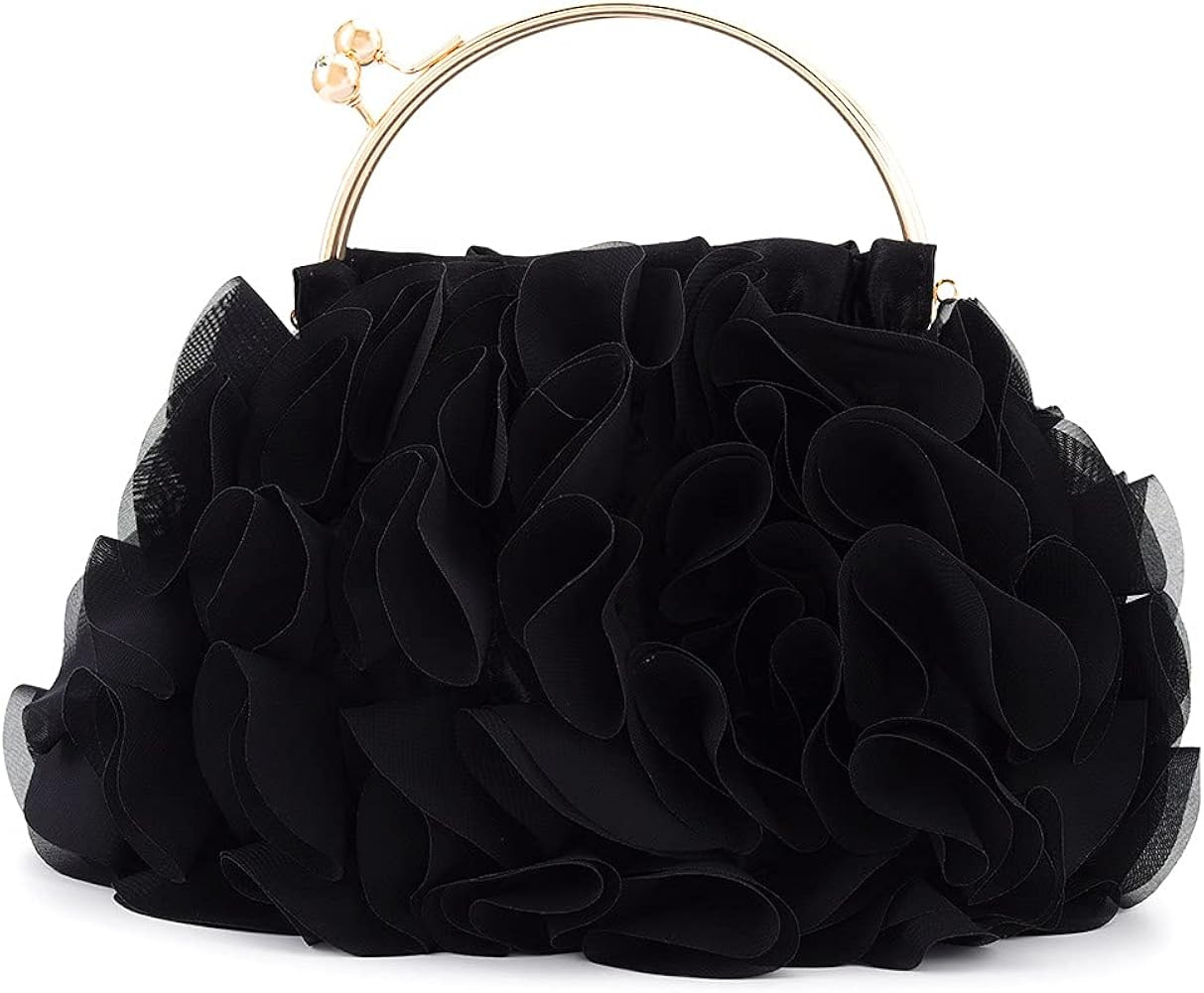 Yokawe Floral Clutch Purses for Women Satin Flower Evening Bag Party Prom Handbags | Amazon (US)
