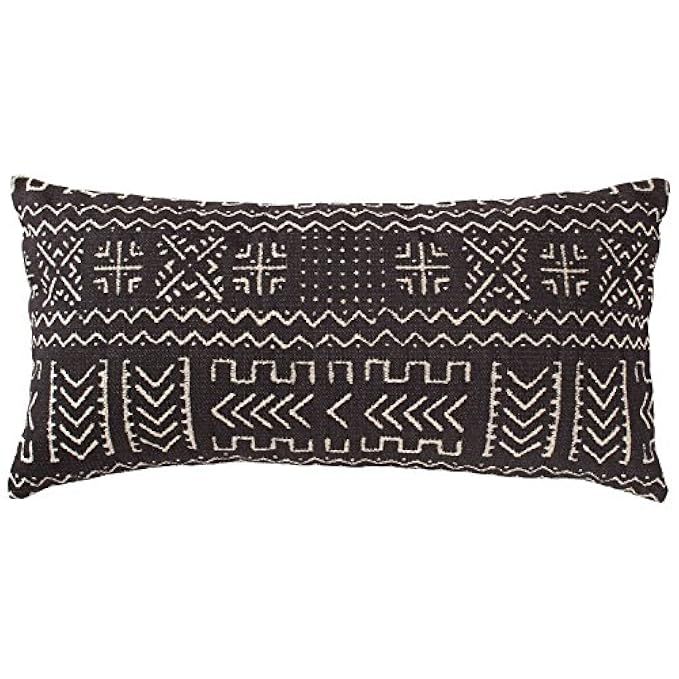 Rivet Mudcloth-Inspired Pillow, 12" x 24", Onyx | Amazon (US)