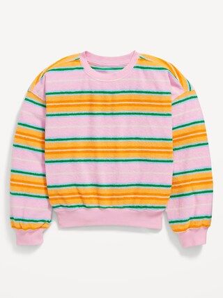 Striped Oversized Drop-Shoulder Sweatshirt for Girls | Old Navy (US)