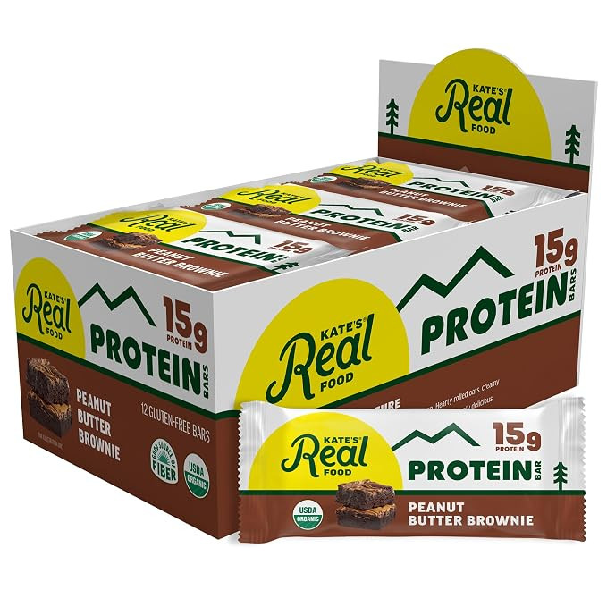 Kate’s Real Food Organic Protein Bars – (Peanut Butter Brownie, 2.2 oz, Pack of 12) – Plant... | Amazon (US)