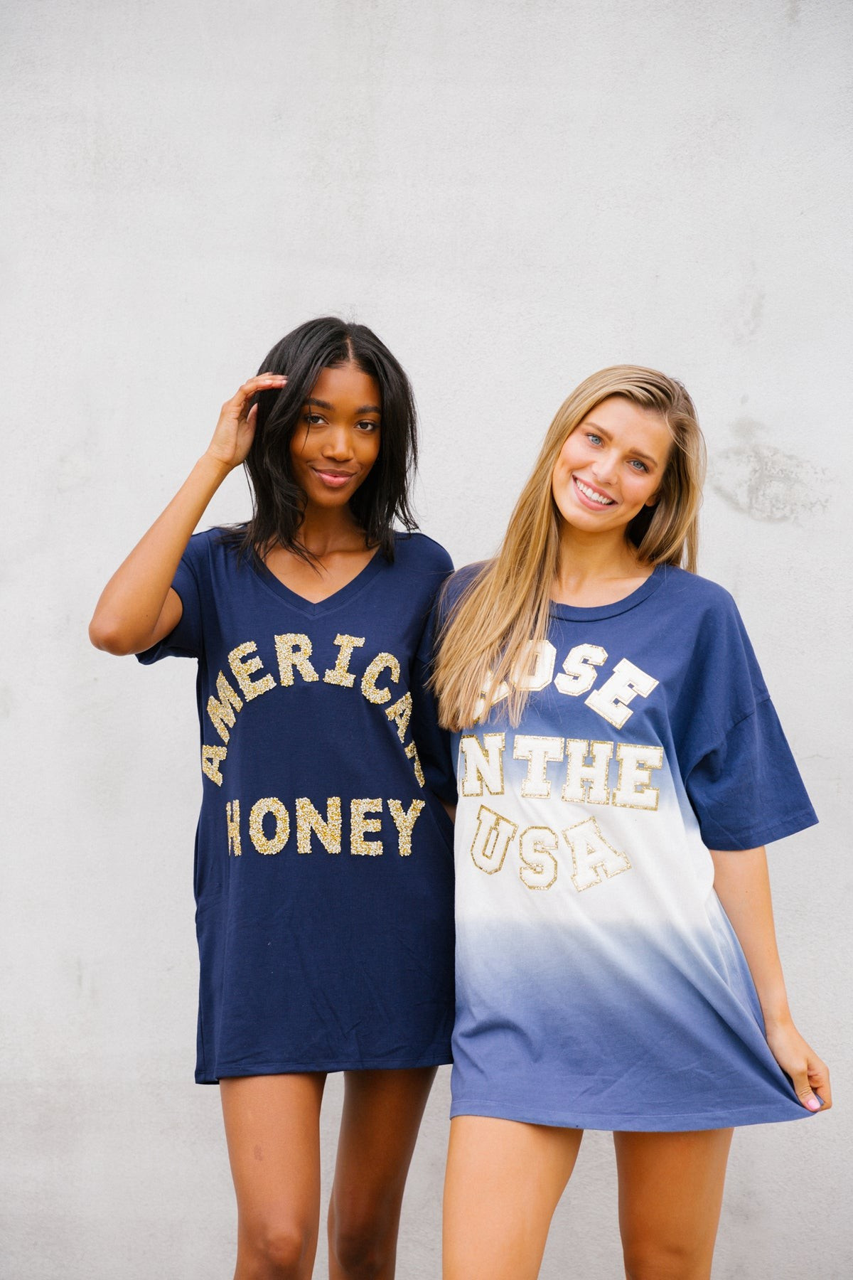 ROSE IN THE USA TIE-DYE BLUE T-SHIRT DRESS | Judith March