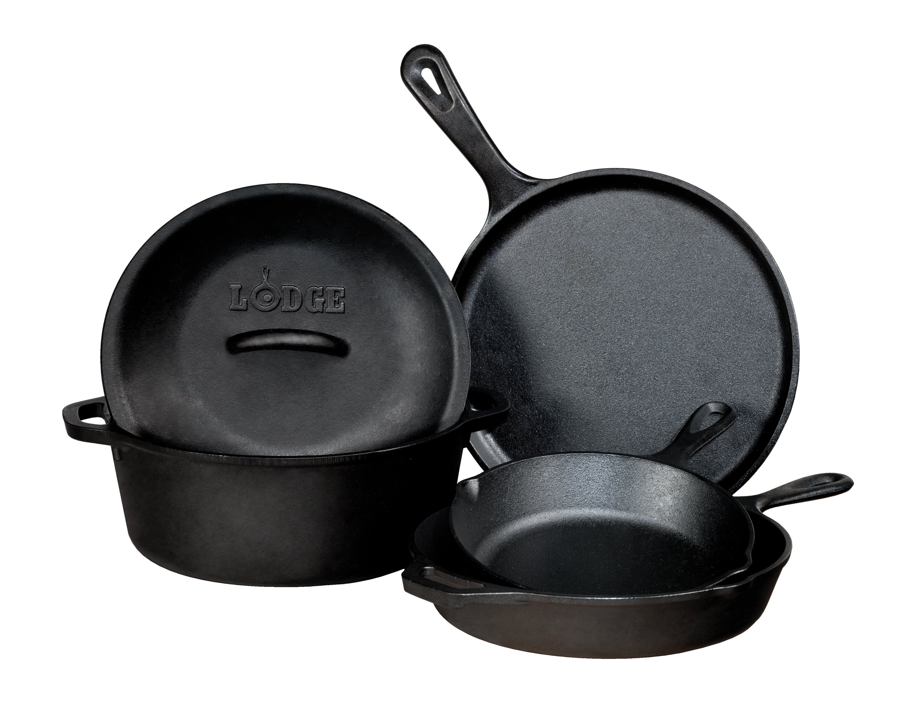 Lodge Pre-seasoned Cast Iron 5 Piece Set, L5HS3, 5 piece combo set - Walmart.com | Walmart (US)