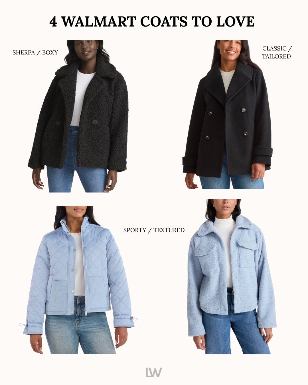 4 everyday coats to grab at Walmart! Perfect for running around / so easy to wear. 

@walmartstyle #walmartstyle #walmartpartner