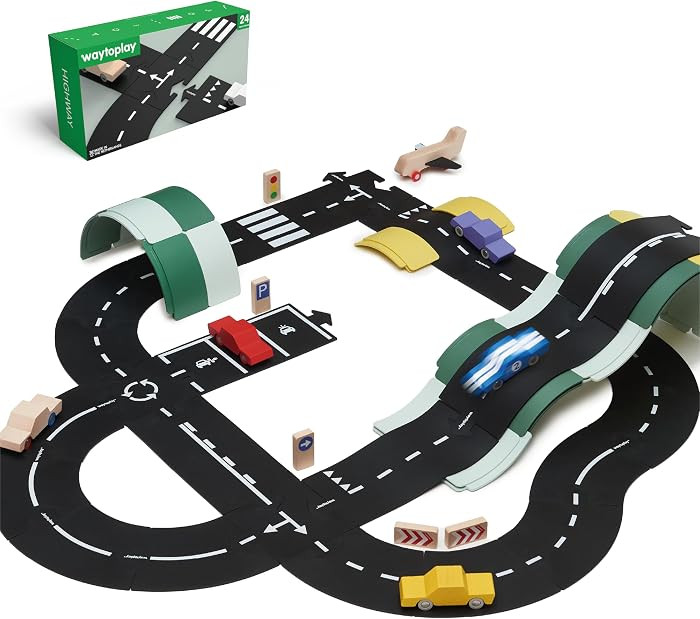 Waytoplay Flexible Toy Road Set – 24 Pieces – Modular, Waterproof, STEM Montessori Toy – Gi... | Amazon (US)