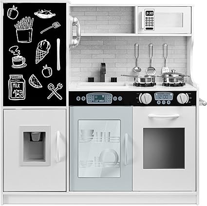 Amazon.com: Best Choice Products Pretend Play Kitchen Wooden Toy Set for Kids with Realistic Desi... | Amazon (US)