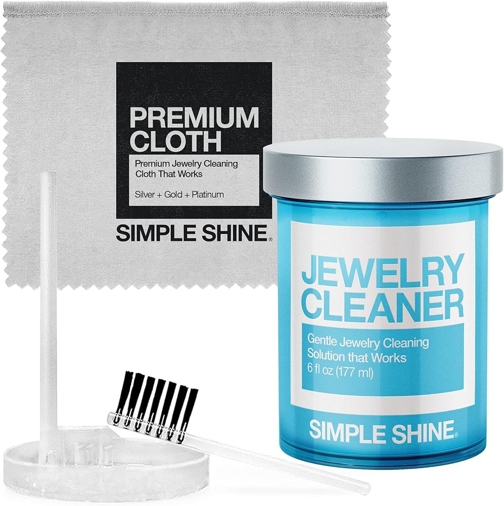 Complete Jewelry Cleaning Kit Polishing w/Cloth, Brush and Jewelry Cleaner Solution for all Jewel... | Amazon (US)