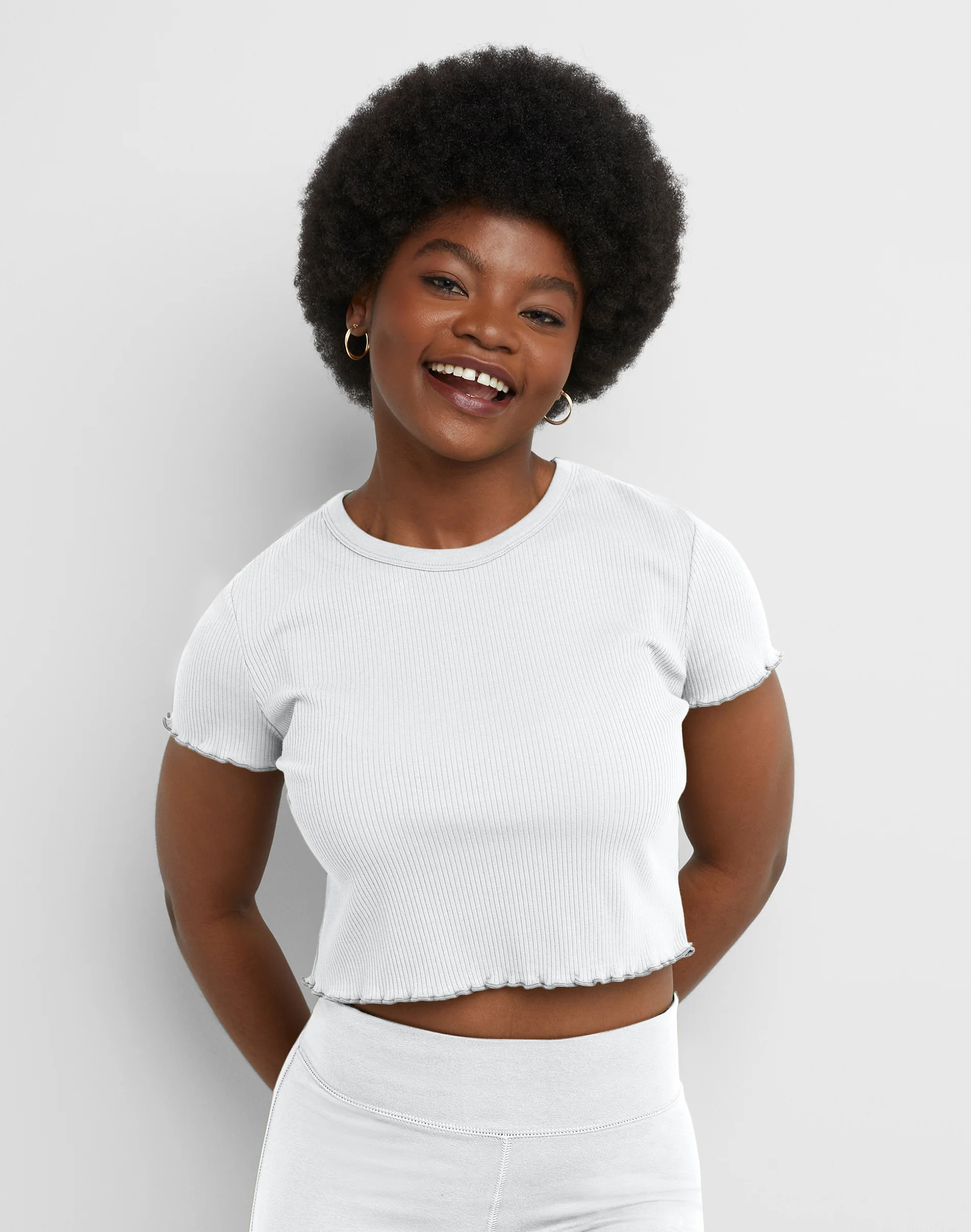 Hanes Originals Women's Rib Cropped T-Shirt White M | Hanes.com