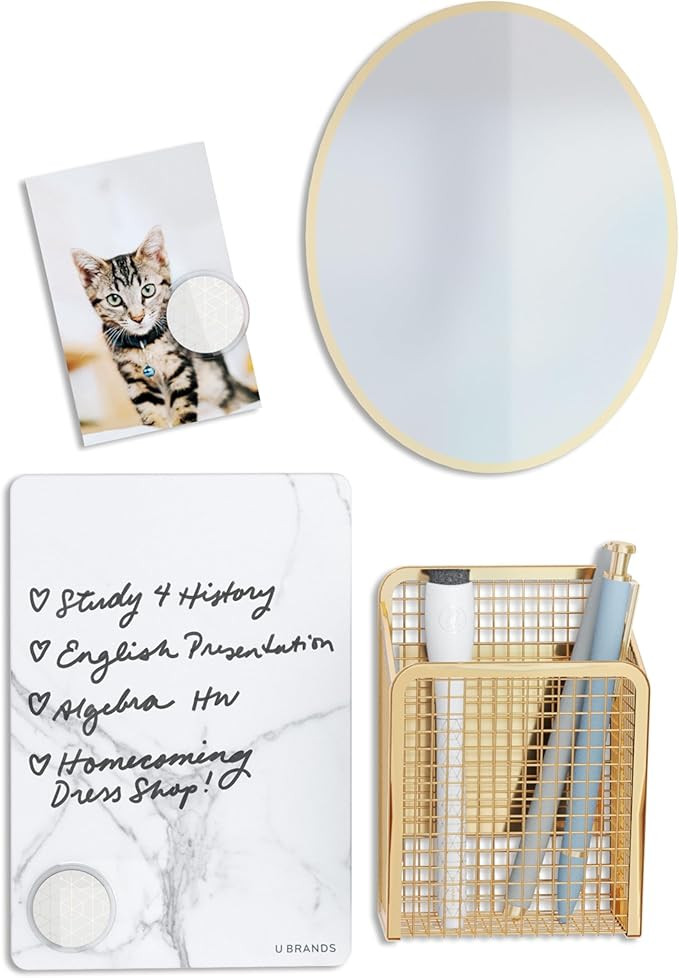 U Brands Magnetic Locker Accessories & Decor Kit, Gold and Marble | Amazon (US)