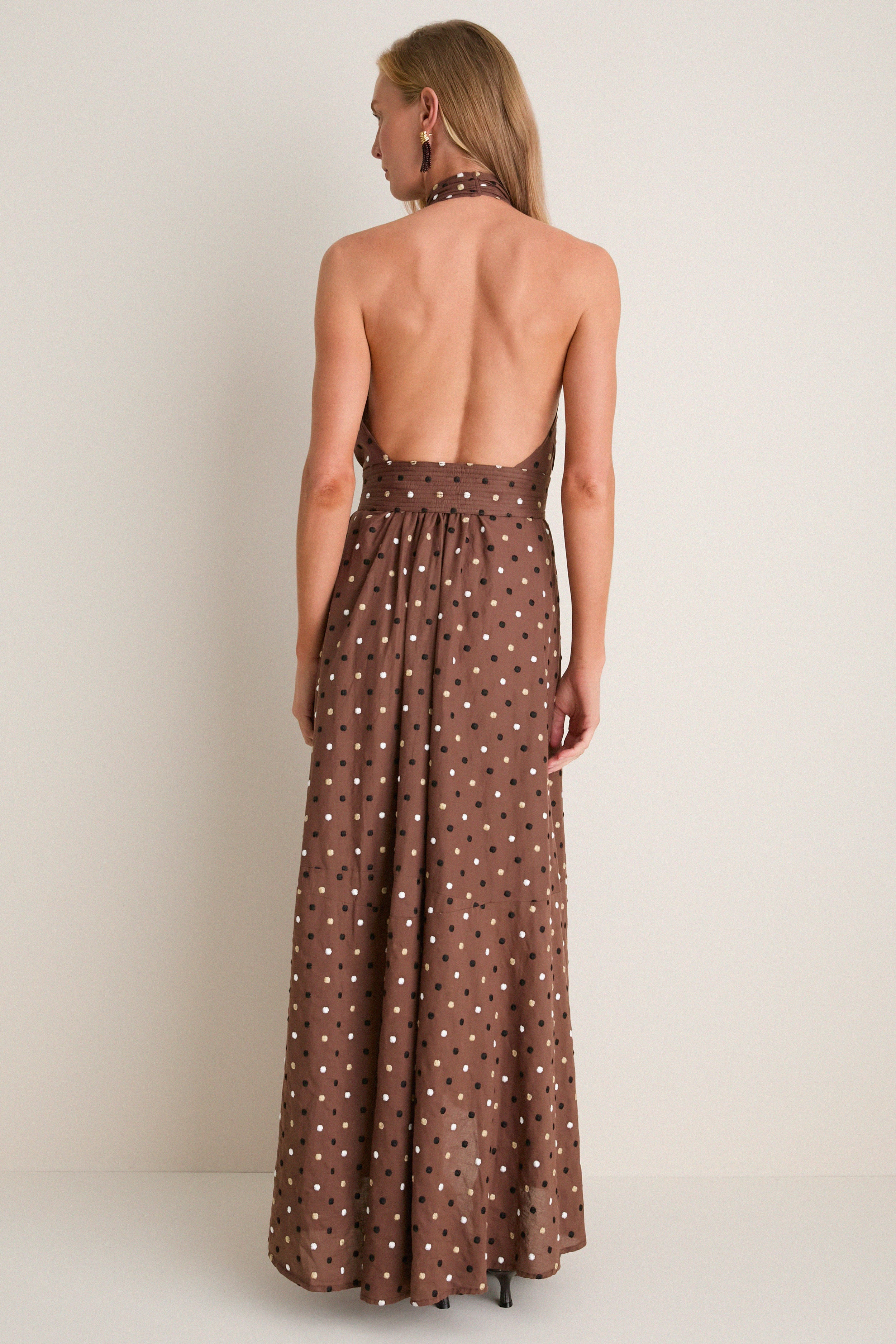 Neapolitan Embroidered Dot Hadley Halter Dress | Tuckernuck (US)
