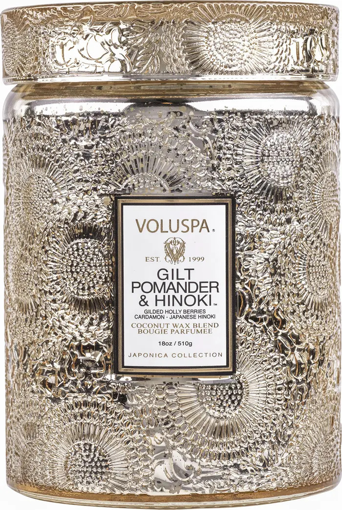 Gilt Pomander & Hinoki Large Glass Jar Candle | Nordstrom