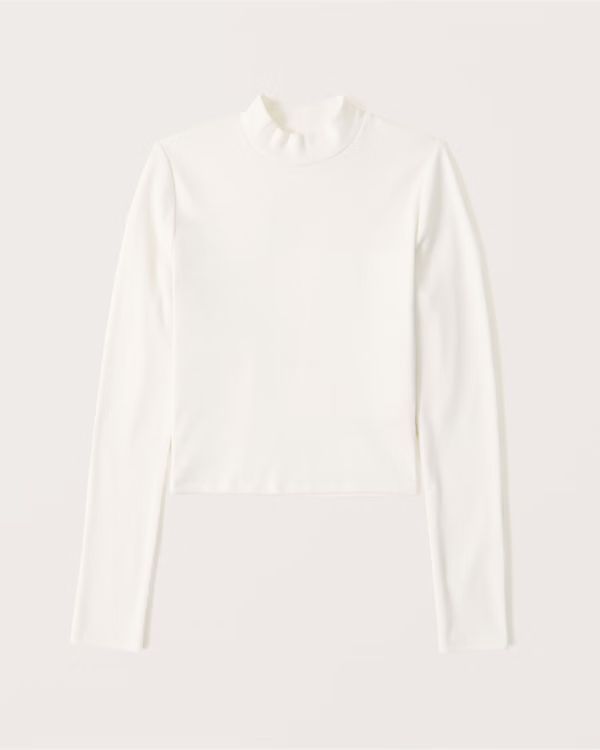 Women's Long-Sleeve Ribbed Mockneck Top | Women's New Arrivals | Abercrombie.com | Abercrombie & Fitch (US)
