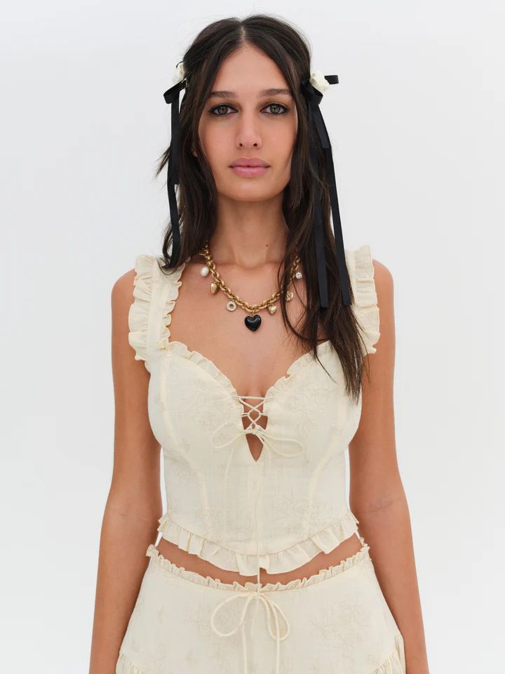 Gigi Corset Top — Beige | For Love & Lemons