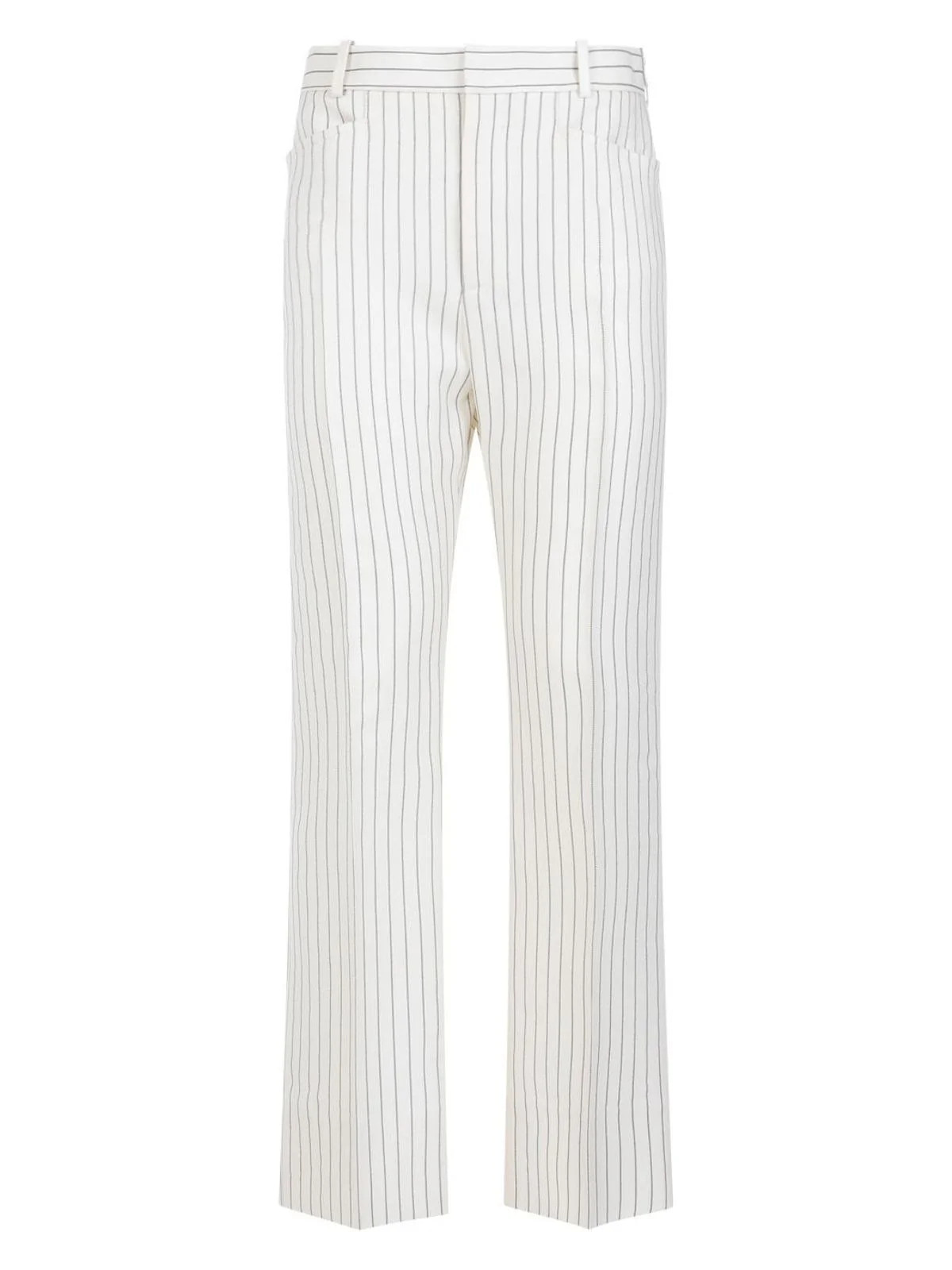 Tom Ford Women's Striped Straight Pants in White | Size 42 | PAW558FAX1158 | LOZURI