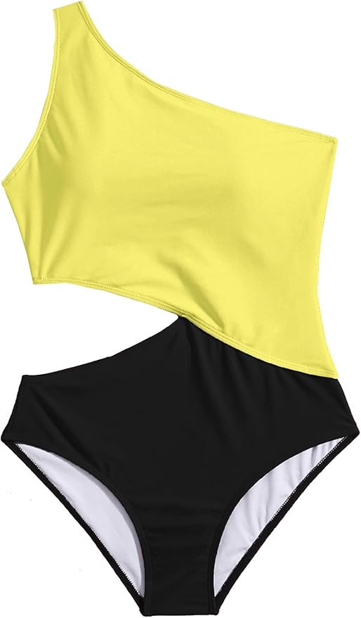 SweatyRocks Women's Bathing Suits One Shoulder Cutout One Piece Swimsuit Swimwear Monokini | Amazon (US)