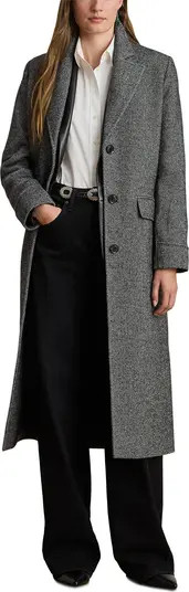 Longline Herringbone Wool Blend Reefer Coat | Nordstrom