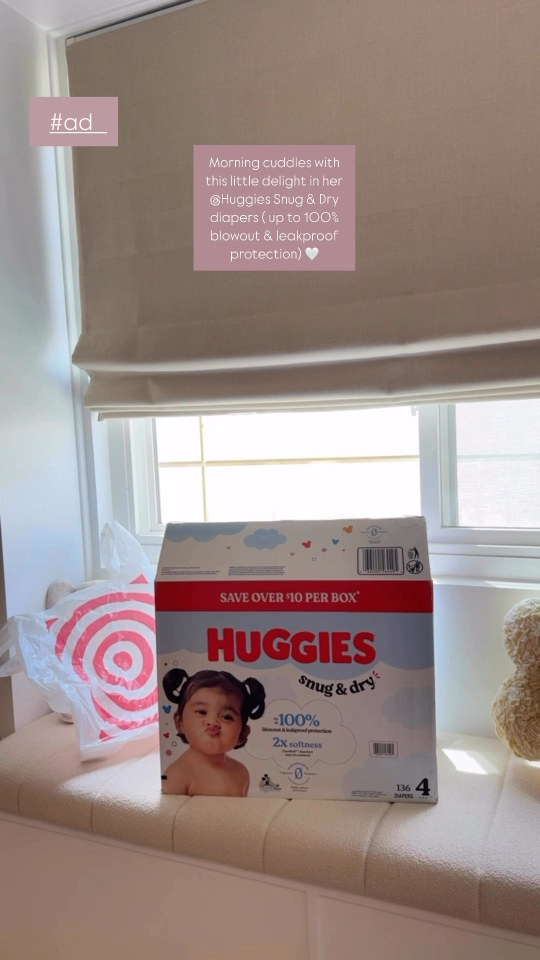 Morning cuddles with this little delight in her @huggies Snug & Dry diapers. ❤️ Up to 100% blowout and leakproof protection. 