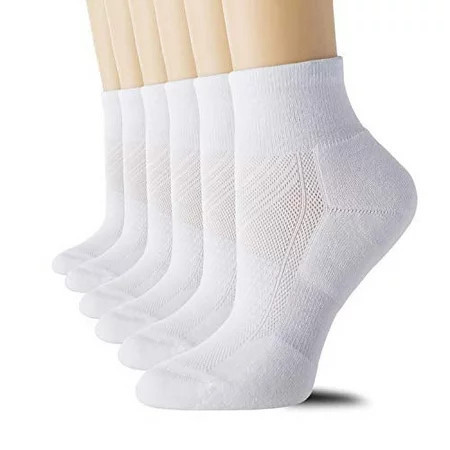 CelerSport 6 Pack Women s Ankle Socks with Cushion Sport Athletic Running Socks 6 Pair White Medium | Walmart (US)