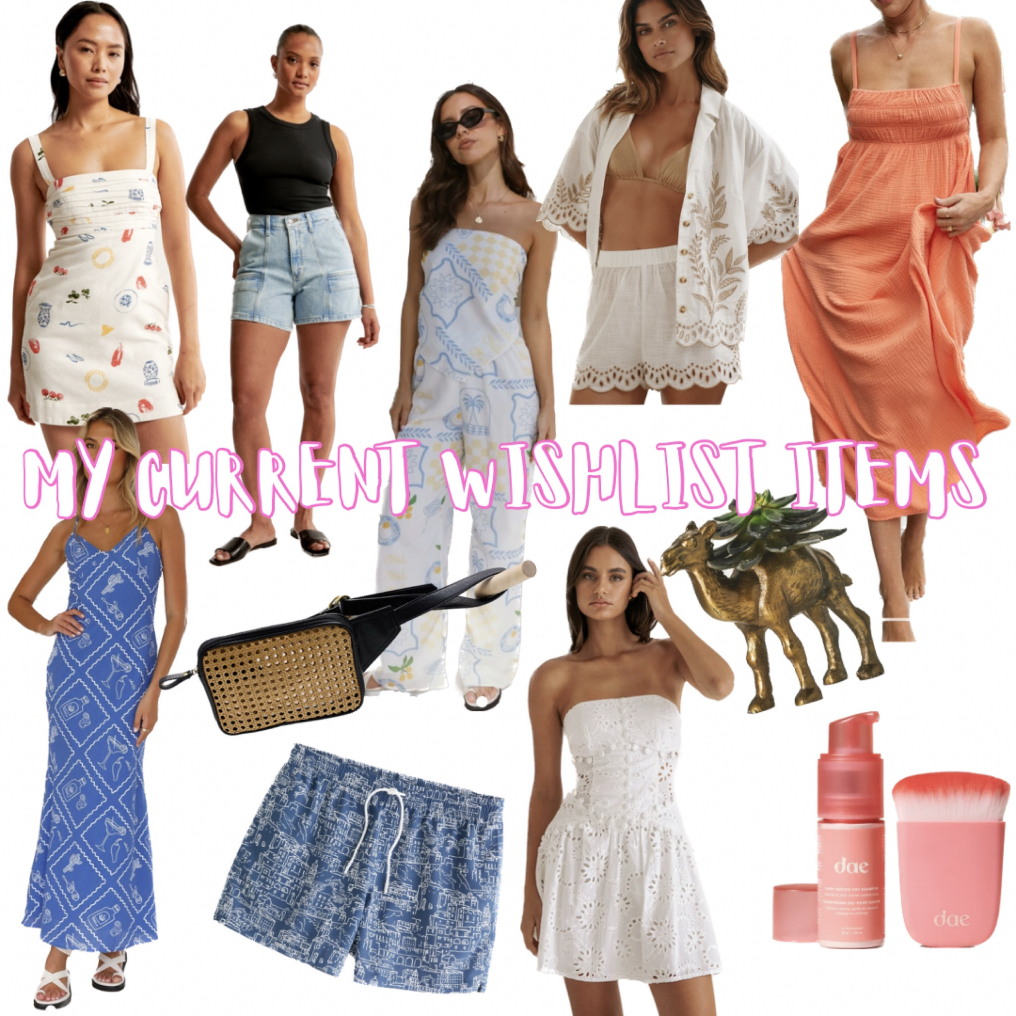 A couple of these items are from Billy J Boutique which I didn’t realize isn’t on LTK! The rest are linked 🥹 the perfect pieces for spring/summer!! // bathing suits cover up dry shampoo dae hair Anthropologie Abercrombie American Eagle dad shorts white dress bridal graduation bride 

#LTKSeasonal #LTKfindsunder100 #LTKwedding