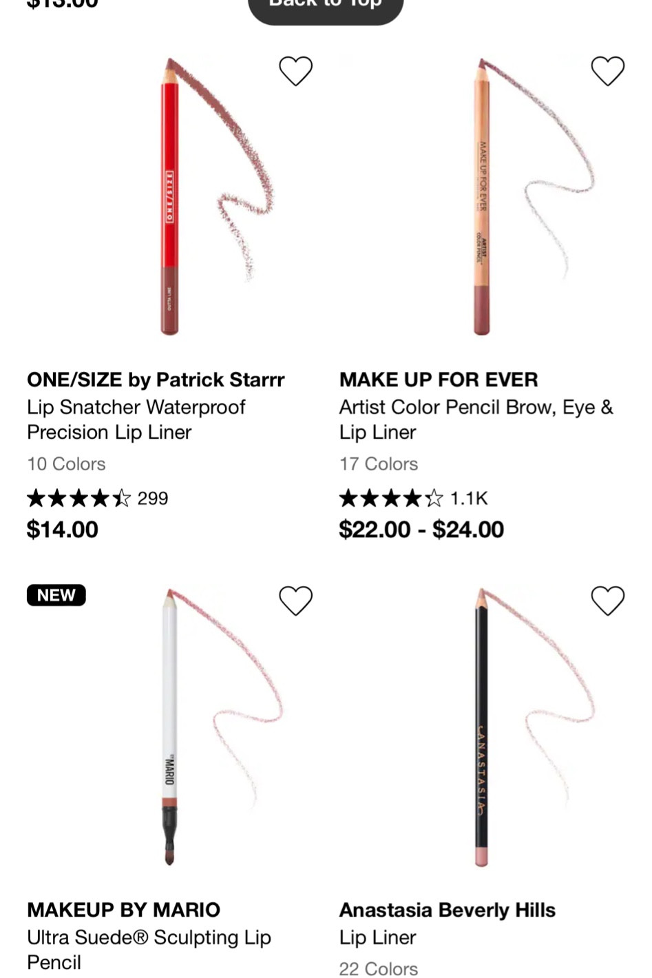 Top lip liners