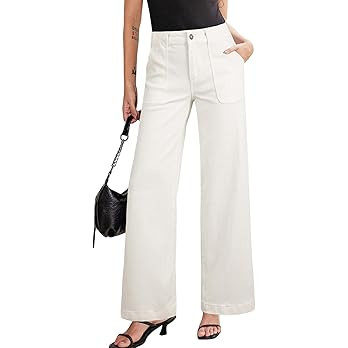 Sidefeel Womens Wide Leg Jeans High Waisted Stretchy Straight Leg Baggy Denim Pants with Pockets ... | Amazon (US)