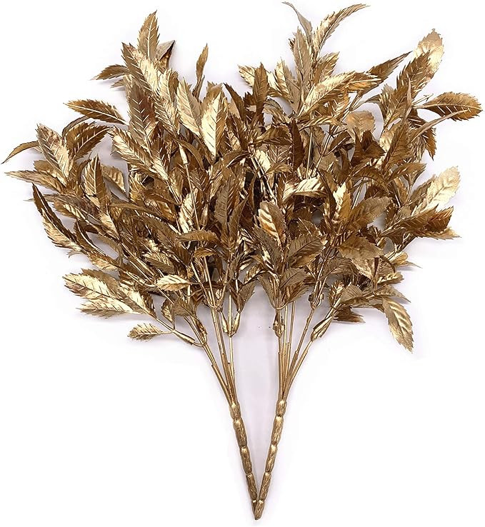 Artificial Golden leaves Plants for Christmas decoration, Fake Plant Grass Plant Bushes Faux Shru... | Amazon (US)