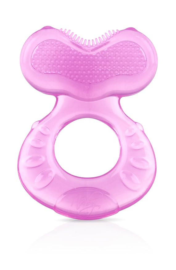 Nuby Silicone Teethe-eez Teether with Bristles, Includes Hygienic Case, Pink | Amazon (US)