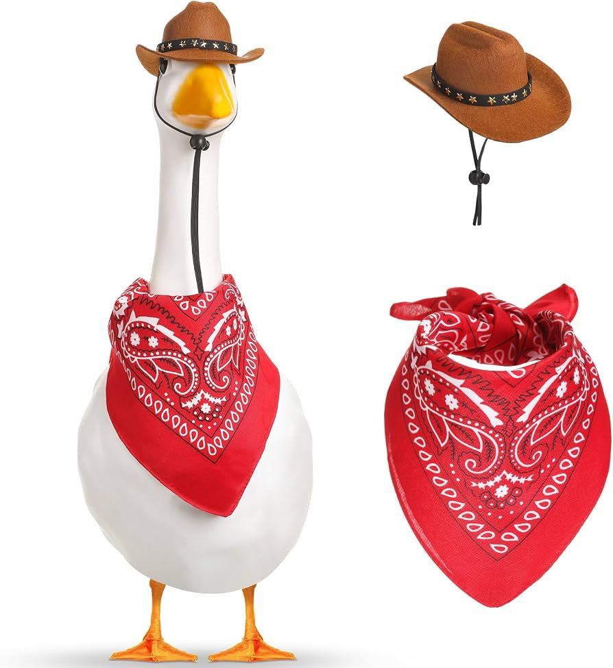 Shyyween Western Cowboy Porch Goose Outfits for 23"/ 17'' Lawn Cement Goose Statue Clothes Cowboy... | Amazon (US)