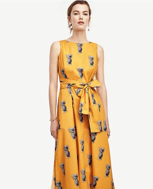 Pineapple Belted Pocket Dress | Ann Taylor