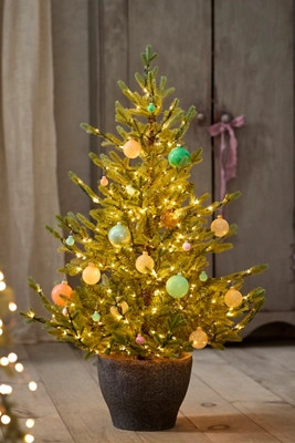 Faux Twinkling Pre-Lit Potted Norway Spruce, 4’ | Anthropologie (US)