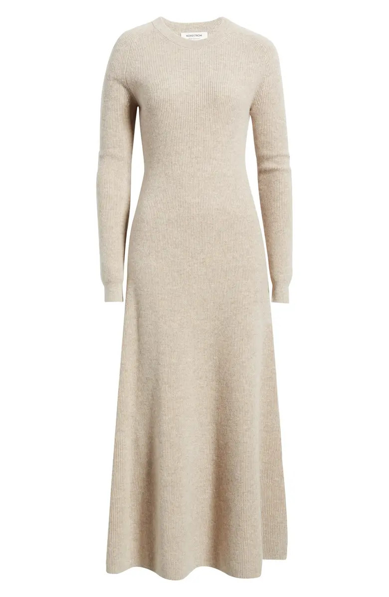 Long Sleeve Wool & Cashmere Rib Maxi Dress | Nordstrom
