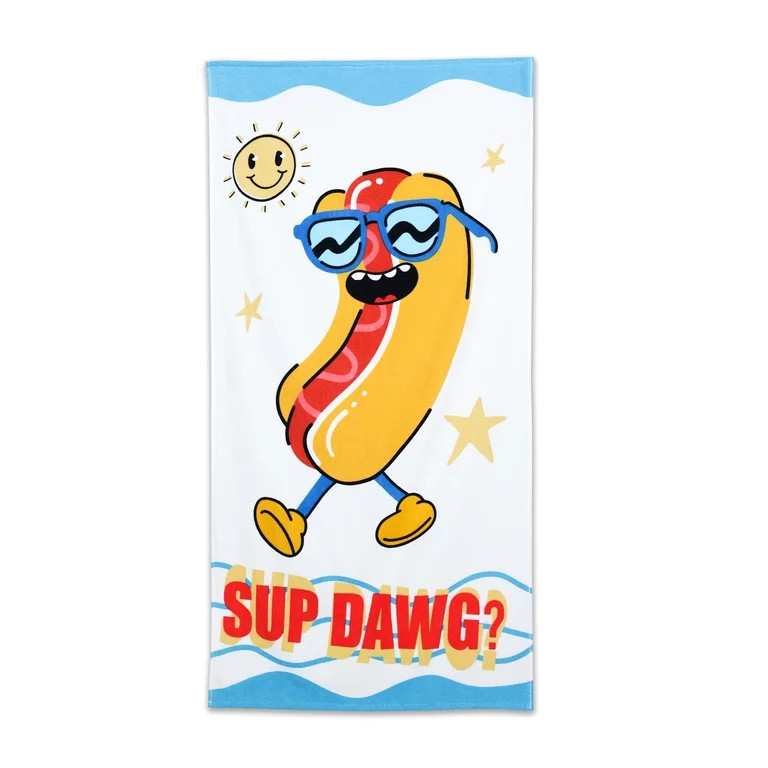 Mainstays Kids Cotton Beach Towel, Sup Dog Design, 30" x 60" | Walmart (US)