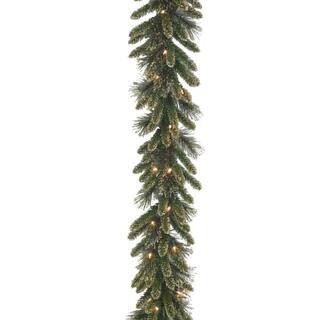 9 ft. x 10 in. Glittery Gold Pine Garland with Glitter, Gold Cones, Gold Glittered Berries | The Home Depot