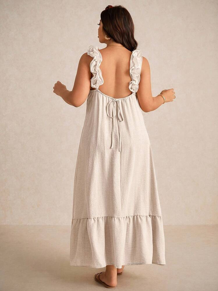 Elaquor Plus Size Casual Floral Lace Strap Loose A-Line Dress,Holiday Outfits For Women | SHEIN