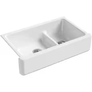 KOHLER Whitehaven Smart Divide Self-Trimming Farmhouse Apron Front Cast Iron 36 in. Double Bowl K... | The Home Depot