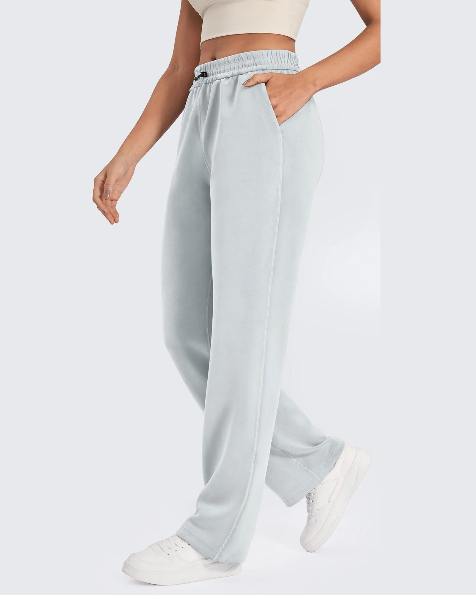 Smoofit Mid-Waist Wide Leg Sweatpants Regular - Light Gray / XXL | g4free activewear