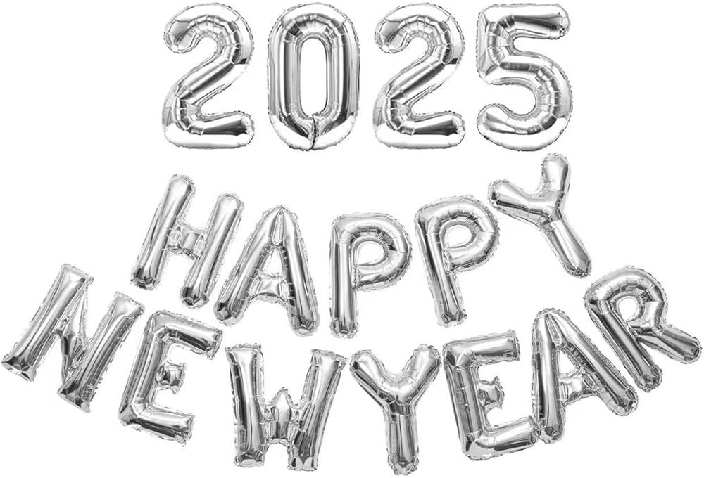 Silver Happy New Year Balloons 2025, 16 Inch 2025 Balloons Numbers, New Years Eve Party Supplies ... | Amazon (US)