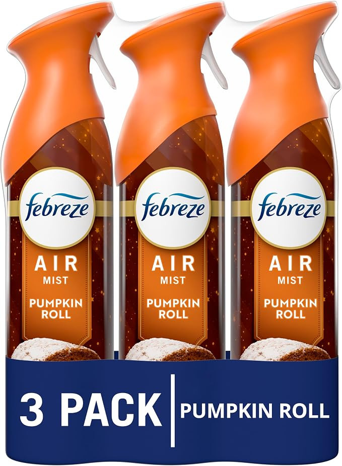 Febreze Odor-Fighting Air Freshener Spray, Room Spray, Pumpkin Roll Air Mist, 8.1 oz, 3ct | Amazon (US)