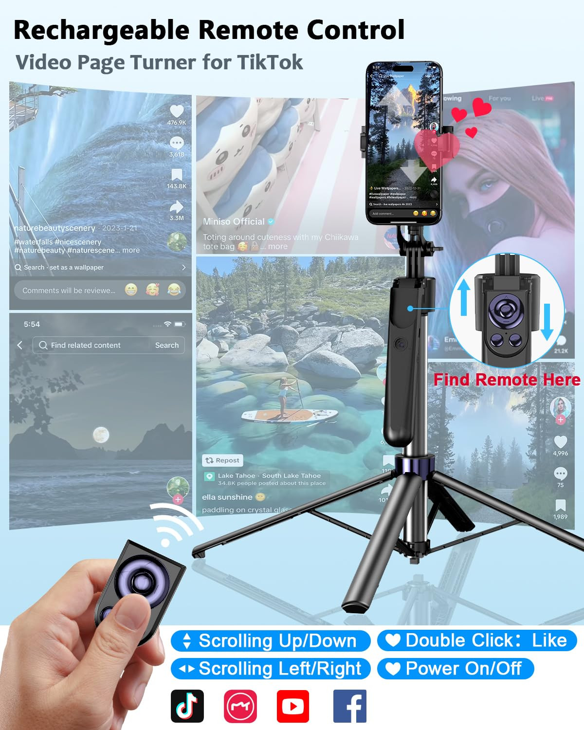 Vlogging Kit for iPhone/Android, 63”Auto Face Tracking Tripod for iPhone with Light, Wireless M... | Amazon (US)