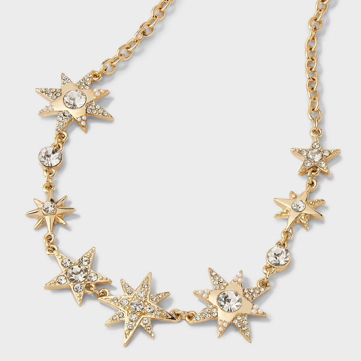 Stars and Stone Necklace - A New Day™ Gold/Clear | Target