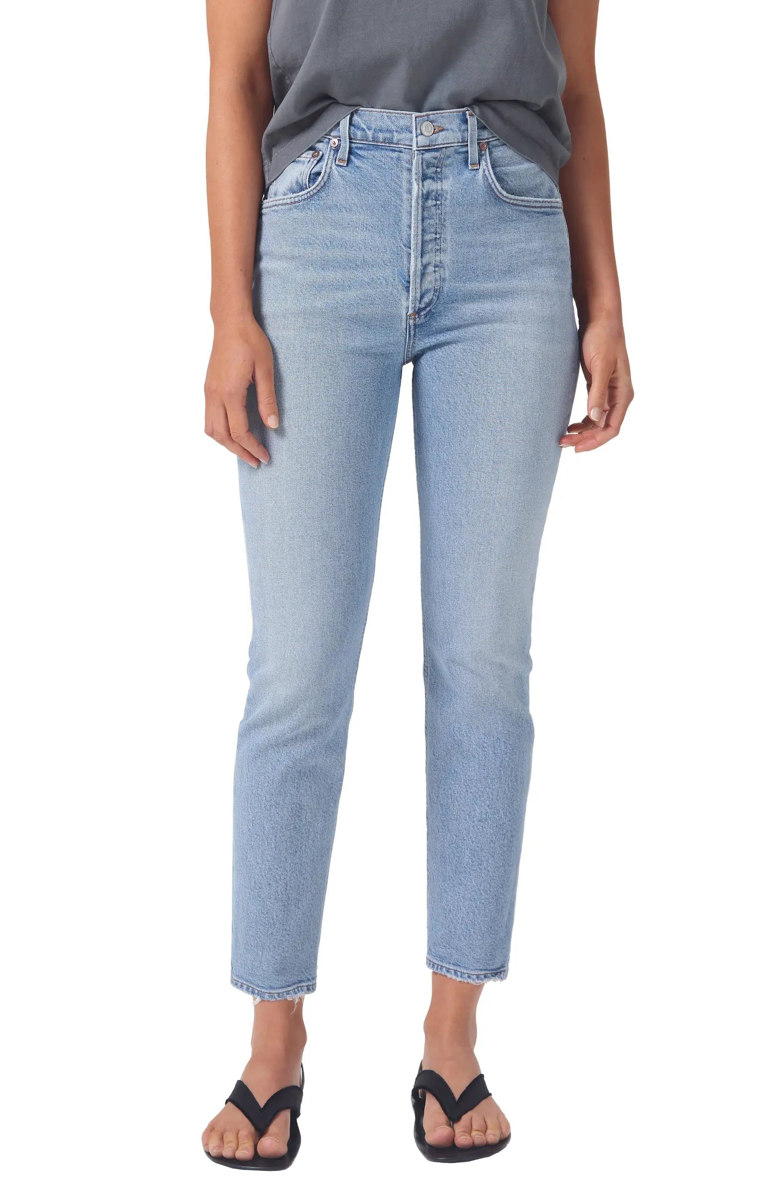 Riley High Waist Crop Straight Leg Jeans | Nordstrom