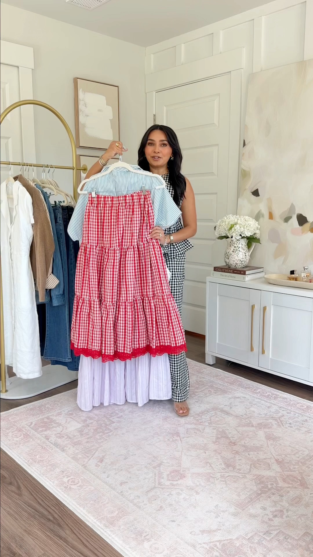 Amazon Try On!
For reference: I’m 5’0, petite, 32b bra size, and 2/26 in bottoms, pear shaped. 
*Everything I share is unaltered! TTS means true to size. Between size 5-6.5 in shoes

Gingham matching set size small TTS
Clear heels size 5 TTS

White tank size xs TTS
Red gingham skirt size small TTS
Clear sandals size 5.5 TTS

Blue stripe dress size small TTS
Clear heels size 5 TTS

White ruffle tank size small TTS
Navy linen pants size xs regular TTS - also comes in petite sizing!
Tan heels size 5 TTS

Light pink purple dress size small TTS
Clear heels size 5 TTS


#LTKSaleAlert #LTKootd #LTKPetite