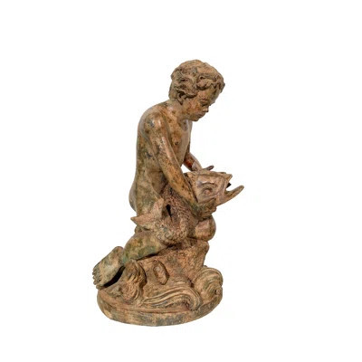 Bronze Putto Holding Fish Fountain | Wayfair North America