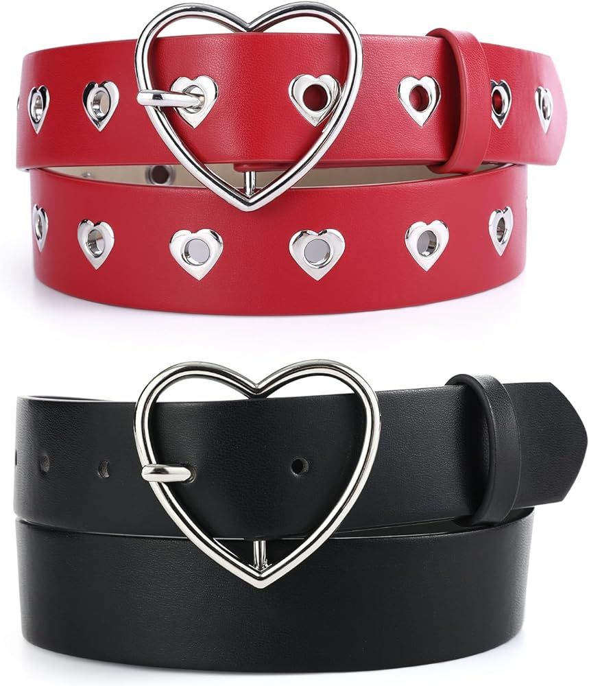 Red Heart Belts for Women Fashion, Ladies Dress Belts for Women Dressy, Black Leather Belts for W... | Amazon (US)